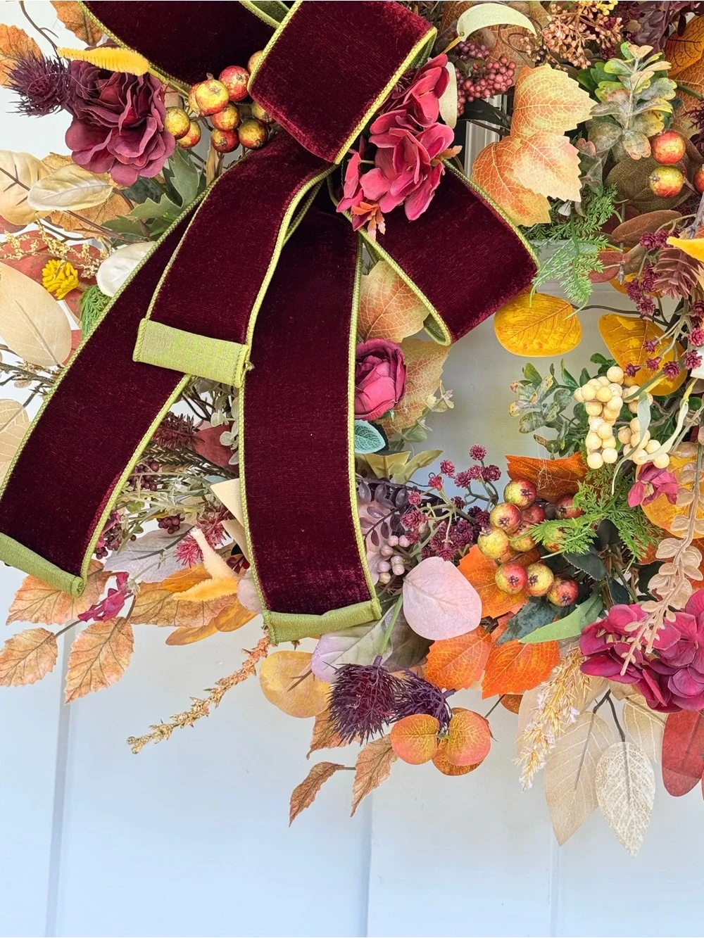 Burgundy Velvet & Autumn Wreath